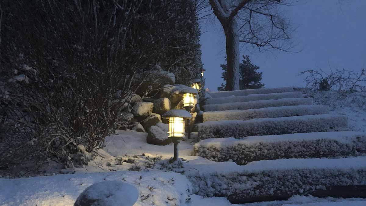 lightly snowy steps